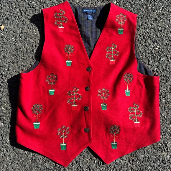 Karen Scott Red Christmas sweater vest vintage XL - Picture 1 of 4